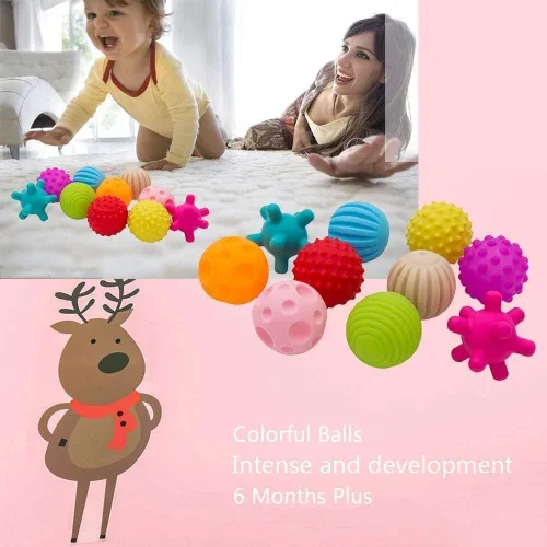 Miniatura 7 de Juego de bolas múltiples texturizadas para bebé, 6 piezas coloridas y brillantes para niños, bolas sensoriales para masaje, bola suave, 6 a 12
