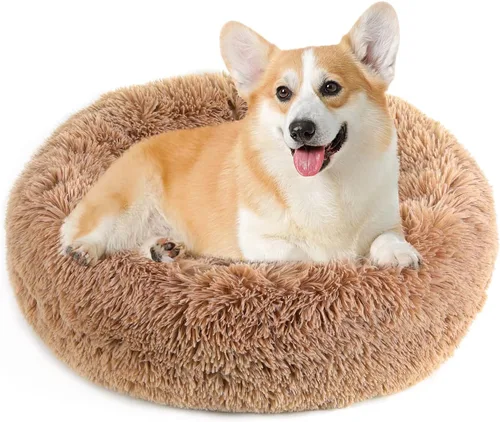 Miniatura 14 de NOYAL Cama Calmante en Forma de Rosquilla para Perros Pequeños a Medianos y Gatos - Cama para Mascotas de Felpa de Piel Sintética Anti-Ansiedad