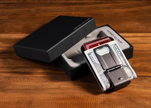 Miniatura 7 de MoneyClamp® Munich Gunmetal Grey con billetera de cuero, el único clip para dinero que nunca pierde su agarre, Munich Gris Gunmetal