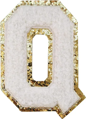 Miniatura 104 de SPRT - Parches de letras de chenilla universitaria con purpurina, parche de letras blancas para planchar con letras del alfabeto para disfraz
