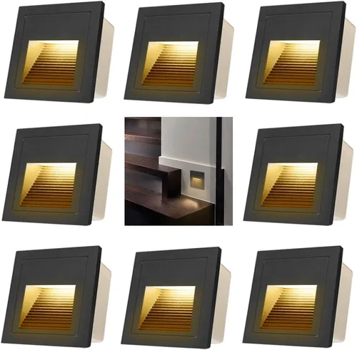 Miniatura 11 de Arotelicht Luces LED para escalones de 120 V para interiores y exteriores, 3000 K, luces de pared empotrables impermeables para terraza, escalera