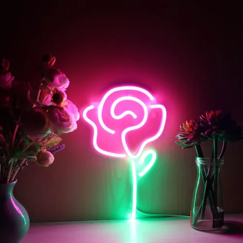 Miniatura 4 de ADVPRO Rose Flower Women Room Decor Flex Silicona LED Neon Sign Verde y Rosa st16s32-fnu0034-gk Verde & Rosa