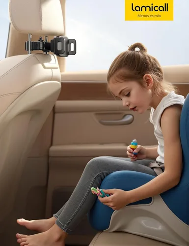 Miniatura 7 de Lamicall Soporte para reposacabezas de tableta para coche - [Brazo extensible 3 en 1] Soporte ajustable para tableta en el coche para asiento