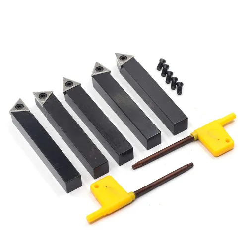 Miniatura 6 de OSCARBIDE 1/2 "Mini torno de carburo indexable portaherramientas de torneado 5 piezas/juego, herramientas de corte de torno de metal con insertos