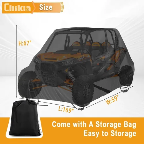 Miniatura 2 de Chikia UTV - Funda impermeable para 4 a 6 plazas, con cremallera, compatible con Polaris Ranger Crew General RZR XP 4 Can am Commander MAX Defender