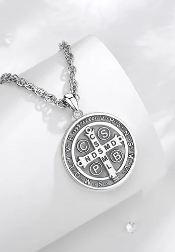 Miniatura 176 de CELESTIA Medallas de plata de ley 925 San Miguel/San Cristóbal/San Benito/San Gabriel/Virgen María/Jesús/Caravaca/Metatrón/Sello de los Siete