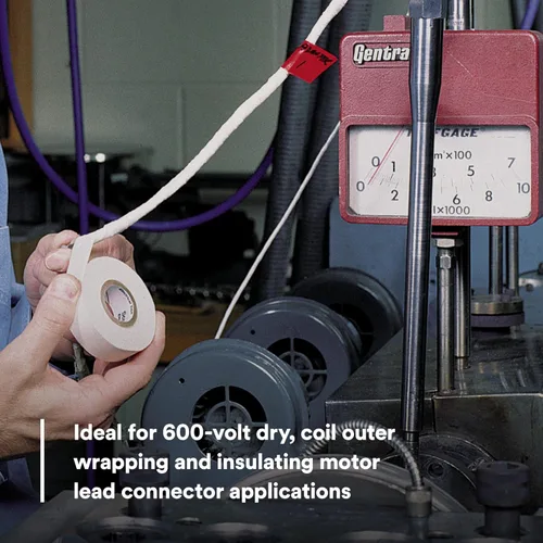 Miniatura 4 de Cinta eléctrica de tela de vidrio 3M 27, ½ pulgada x 66 pies, 1 rollo, adhesivo no corrosivo, sensible a la presión, alta temperatura, protección