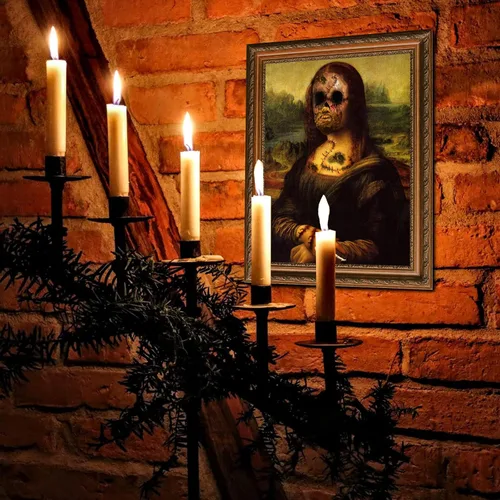 Miniatura 7 de Decoraciones para fiestas de Halloween, 12 piezas desechables, imágenes encantadas, retratos góticos de mansión, fotos de terror, retratos