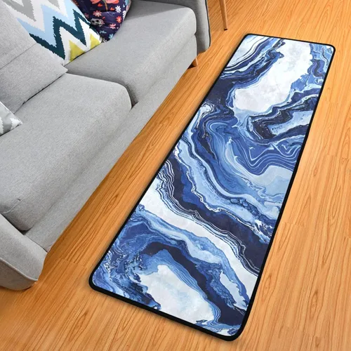 Miniatura 28 de MNSRUU Alfombra larga para pasillo colorido conchas en azul interior exterior alfombra antideslizante entrada alfombra para pasillo cocina piso 72 x