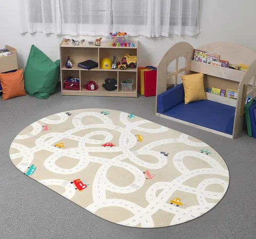 Miniatura 16 de STARUIA Alfombra de juego para niños, 60 x 32 pulgadas, ultra antideslizante, alfombra educativa para niños, alfombra de coche lavable