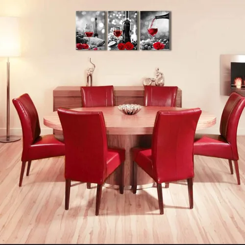 Miniatura 9 de Decoración de vino para cocina, arte en lienzo con rosas de vino tinto, arte para paredes del hogar, blanco y negro, con pintura de vino tinto, arte