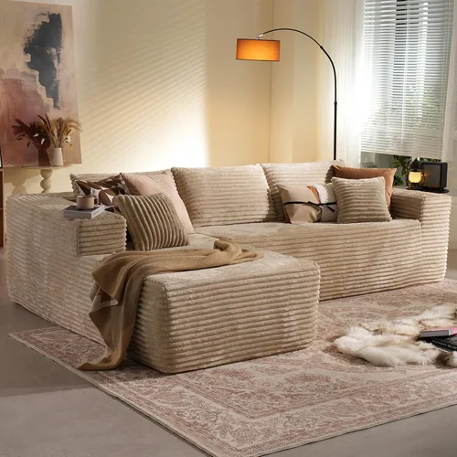 Miniatura 51 de 106" Cloud Boneless Couch with Chaise, L-Shape Deep Seat Sectional Couches, No Assembly Required, Convertible Modular Sleeper Sofa Bed, Living Room