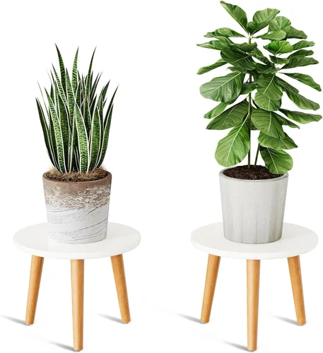 Miniatura 8 de Uneedem - Soporte para plantas de interior, mesa moderna de madera de mediados de siglo para plantas de interior, 8.9 pulgadas de alto para macetas