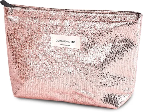 Miniatura 19 de Sminra Bolsa de Maquillaje Bolsa de Cosméticos Bolsa de Aseo de Lona Preppy para Mujeres Linda Bolsa con Cremallera Organizador Accesorios de Viaje