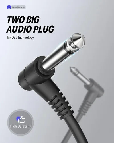 Miniatura 5 de Donner - Cables de conexión para pedales de efecto de guitarra de 6 pulgadas, negro, paquete de 3