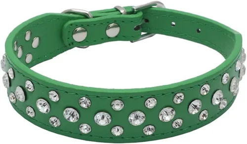 Miniatura 11 de Collar para perro con cristales de imitación, cuero sintético con brillantes, collar de cristales de diamante para mascotas, perro, gato, cachorro