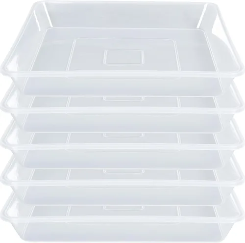 LWALRS Platillo cuadrado para plantas de 6 pulgadas, paquete de 5 platillos de plástico transparente fuerte, macetas cuadradas para plantas de