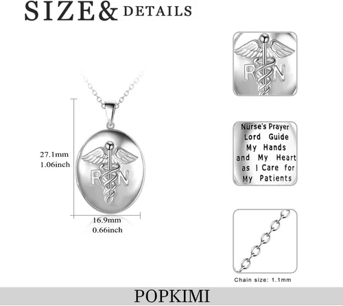 Miniatura 4 de POPKIMI Regalos para enfermera, médico, caduceo, estetoscopio, collar con medallón que sostiene fotos, médico, medicina de enfermería, joyería