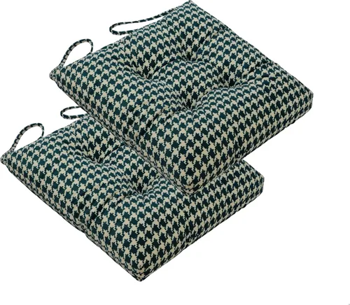 Miniatura 12 de Paquete de 2 cojines de mimbre para asiento de patio para exteriores e interiores con lazos, cojín para silla de comedor, 17 x 17 pulgadas