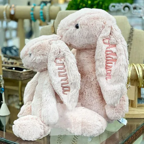 Miniatura 2 de Conejito de peluche bordado con nombre del niño hecho a mano juguete de peluche personalizado primer regalo de Pascua del niño
