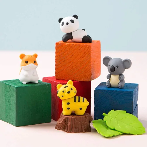 Miniatura 2 de Cllayees 72 borradores surtidos de lápices de animales para mascotas, mini borradores a granel, regalos para premios de aula, bolsa de regalo