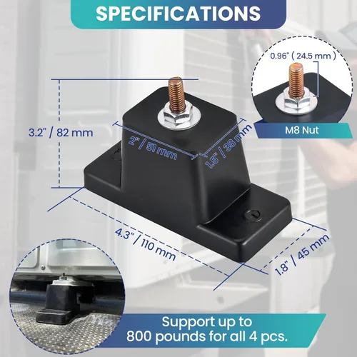 Miniatura 2 de Paquete de 4 soportes de montaje de aislamiento de vibración de goma para aire acondicionado condensador soporte de montaje para mini split al aire