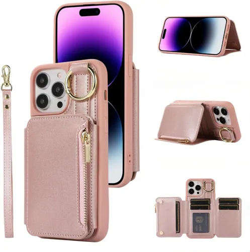 Miniatura 9 de UEEBAI Funda tipo cartera cruzada para iPhone 13 Pro Max de 6.7 pulgadas, tarjetero con función atril y bloqueo RFID, funda de piel sintética