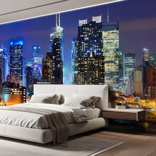 Miniatura 4 de wall26 - Manhattan inferior desde el otro lado del río Hudson en la ciudad de Nueva York. - Mural de pared removible. Papel pintado grande Obra