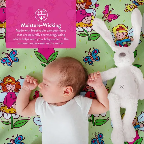Miniatura 4 de Tafts Sábanas bajeras 100% viscosa para cuna, niñas, niños y unisex, bolsillo profundo de 8 pulgadas, colchón estándar para cuna y niño pequeño