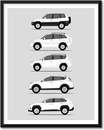 Miniatura 23 de Idea Network Póster hecho a mano compatible con Toyota FJ Cruiser, arte de pared impreso hecho a mano, decoración de los BJ, FJ25, FJ40, FJ43, FJ45