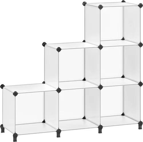 SONGMICS ULPC206W01 - Organizador de almacenamiento de 6 cubos, estantería modular, organizadores de armario y almacenamiento, estantes apilables de