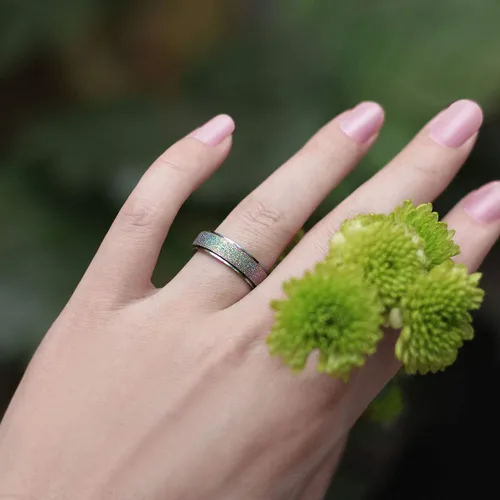 Miniatura 5 de Anillo giratorio para mujer y hombre, anillo fidget de moda de acero inoxidable para la ansiedad, acabado con chorro arena, 6 mm 8mm