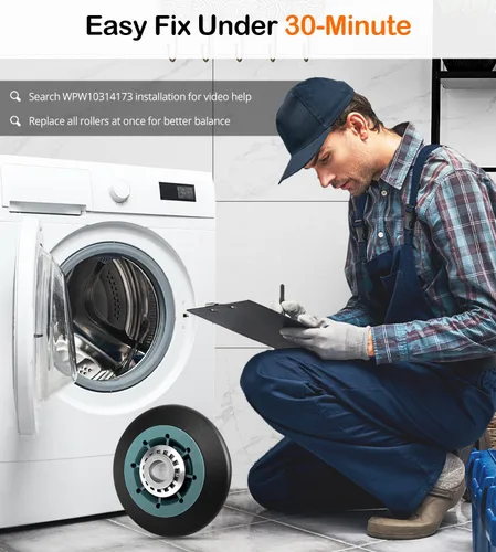 Miniatura 7 de Actualizado EngPair (Paquete de 2) 349241T 8536974 WPW10314173 Kit de rodillo de soporte para tambor de secadora compatible con Whirlpool, Kenmore