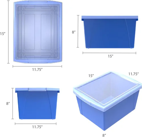Miniatura 4 de Storex Contenedor de almacenamiento de 4 galones con tapa, organizador de plástico para libros y suministros, azul, 1 paquete (61412A06C)