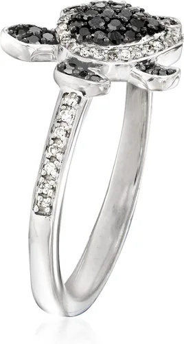 Miniatura 3 de Ross-Simons 0.25 ct. t.w. Black and White Diamond Turtle Ring in Sterling Silver
