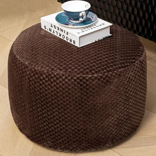 Miniatura 20 de Asuprui Puf Otomano Redondo Sin Relleno Puf Otomano Sin Relleno Reposapiés de Piel Sintética Suave 20x20x12 Pulgadas Silla Mullida Puf de Suelo