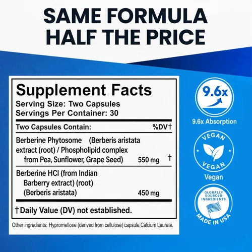 Miniatura 2 de Ultimate Berberine - Compara con $44 Brand - Fórmula de doble acción con Phytosome Plus Botanical Extract - Apoya la salud del corazón, el sistema