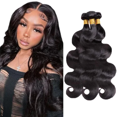 Paquetes de cabello humano ondulado 1B, 3 paquetes de cabello humano virgen brasileño 12, 14, 16 pulgadas, extensiones de cabello humano ondulado