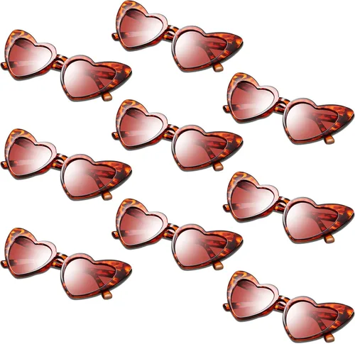 Frienda 9 pares de lentes de sol en forma de corazón vintage para mujer, lentes retro para compras, viajes, fiestas