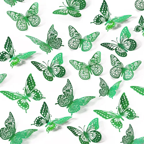 Miniatura 20 de SAOROPEB Decoración de pared de mariposa 3D, 48 piezas, 4 estilos, 3 tamaños, decoraciones de cumpleaños de mariposa, decoraciones de fiesta