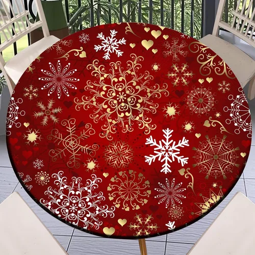 Miniatura 41 de Round Fitted Tablecloth with Elastic Outdoor Table Cover Round Elastic Tablecloths for Tables Waterproof Wipeable Table Cloths for