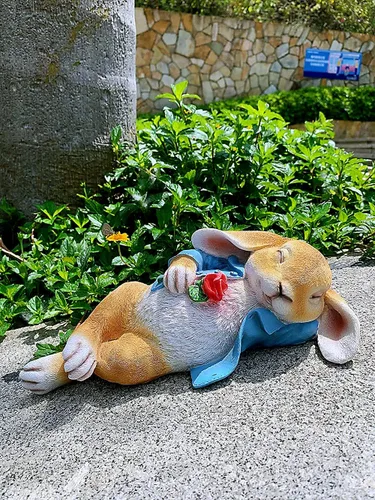 Miniatura 9 de iRonrain Estatuas de jardín, conejito de fantasía, decoración de arte al aire libre, figuras de animales para el día de Acción de Gracias