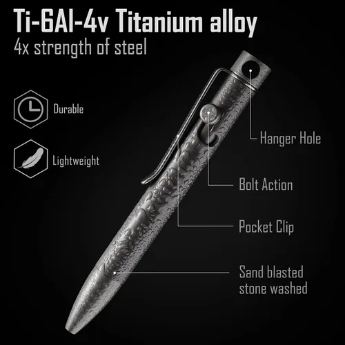 Miniatura 3 de KeyUnity KP03SW Titanium EDC Bolt Action Pen & KA01 Titanium Paracord Bead Bundle