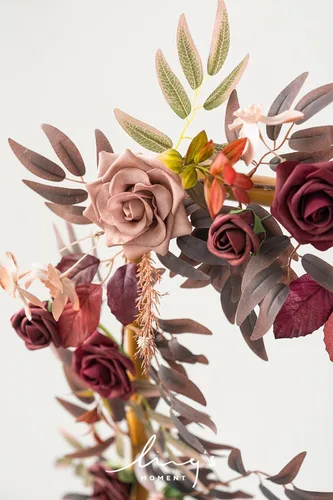 Miniatura 4 de Ling's Moment - Guirnalda de Flores Artificiales de 5 Pies de Borgoña, Guirnalda Floral de Rosa Marrón, Flores de Arco, Vid para Decoración de Fondo