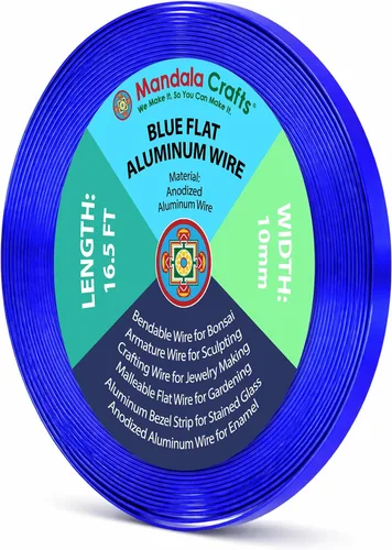 Miniatura 23 de Mandala Crafts Alambre de aluminio anodizado plano de 0.118 in para fabricación de joyas, alambre de bisel negro flexible de color de 33 pies