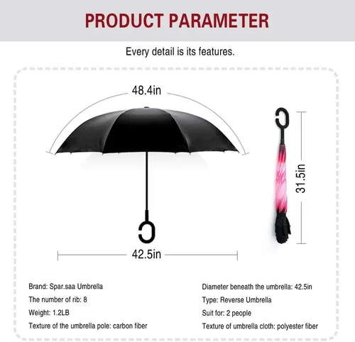Miniatura 134 de SIEPASA Paraguas invertido invertido de 49/56 pulgadas, doble toldo extra grande, ventilado, resistente al viento, impermeable, paraguas de golf