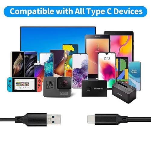 Miniatura 7 de PremiumCord Cable de conexión USB-C a USB 3.0 de 9.8 ft, cable de datos SuperSpeed de hasta 10 Gbit/S, conexión hasta 3 A, conector USB 3.1