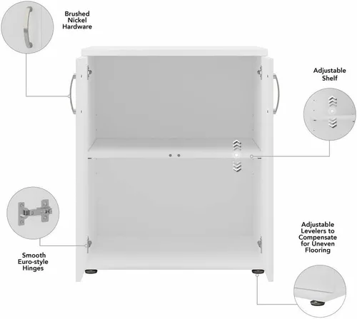 Miniatura 7 de Bush Business Furniture - Armario de almacenamiento universal para lavadero con puertas y estantes en color blanco