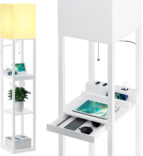 Miniatura 8 de SUNMORY - Lámpara de pie con estantes, lámpara de pie regulable con luz RGB y control por APP, lámpara de pie alta con estantes para sala de estar