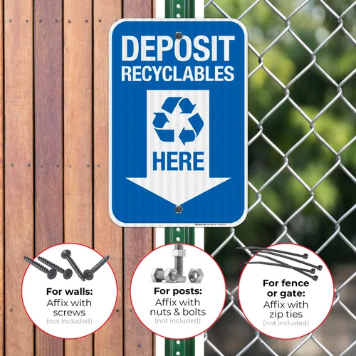 Miniatura 4 de Sigo Signs, Deposit Recyclables Here - Cartel de flecha hacia abajo, 12 x 18 pulgadas, 3M EGP reflectante aluminio .063, resistente a